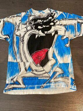 VINTAGE 1991 WARNER BROTHERS 'TAZ' AOP T-SHIRT SIZE MEDIUM